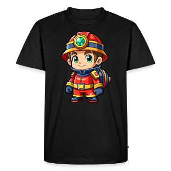 Héros en rouge le pompier - T-shirt Premium bio Homme - noir - Devant - Nico (187cm)