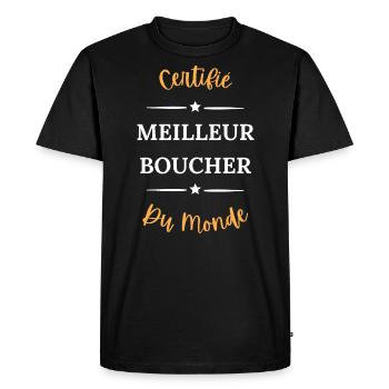 Certifié meilleur boucher du monde - T-shirt Premium bio Homme - noir - Devant - Nico (187cm)