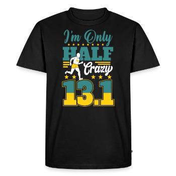 Marathon motif for runners & joggers - Men's Premium Organic T-Shirt - black - Front - Nico (187cm)