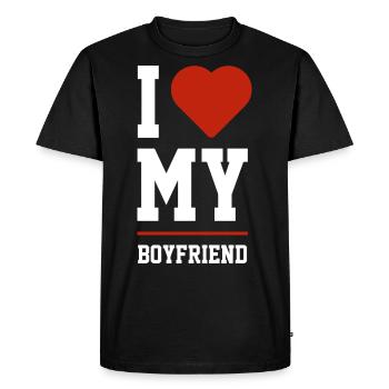 I Love My Boyfriend - Boyfriend Funny Gift - Men's Premium Organic T-Shirt - black - Front - Nico (187cm)