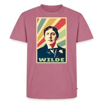 Oscar Wilde Vintage Colors - Men's Premium Organic T-Shirt - mauve - Front - Nico (187cm)