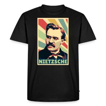 Friedrich Nietzsche Vintage Colors - Men's Premium Organic T-Shirt - black - Front - Nico (187cm)