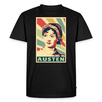 Jane Austen Vintage Colors - Men's Premium Organic T-Shirt - black - Front - Nico (187cm)
