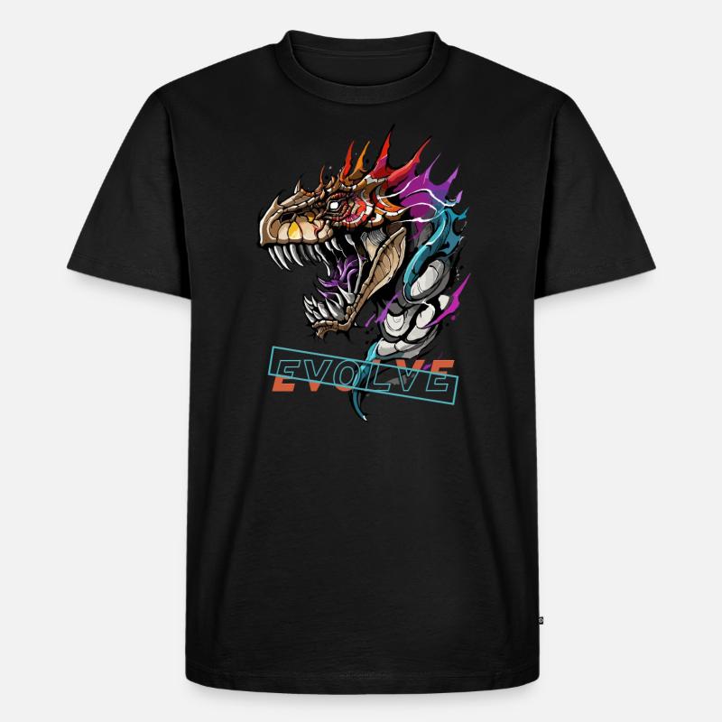Evolution des Drachen brüllen - Männer Premium Bio T-Shirt - Schwarz