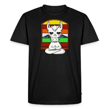 Lama faisant du yoga devant la fenêtre - T-shirt Premium bio Homme - noir - Devant - Nico (187cm)