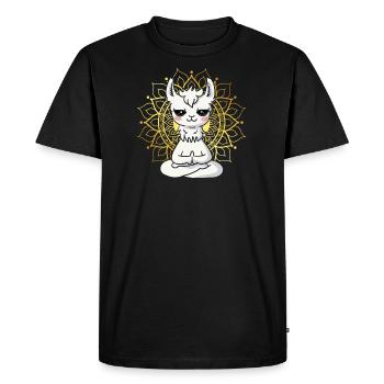Yoga avec lama devant un mandala - T-shirt Premium bio Homme - noir - Devant - Nico (187cm)