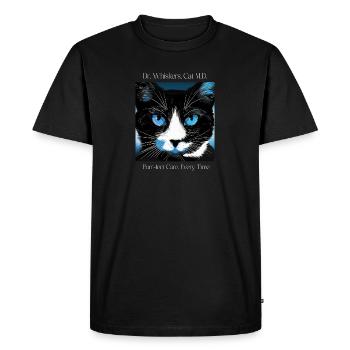 Dr. Whiskers, Cat M.D. – Funny Cat Doctor - Men's Premium Organic T-Shirt - black - Front - Nico (187cm)