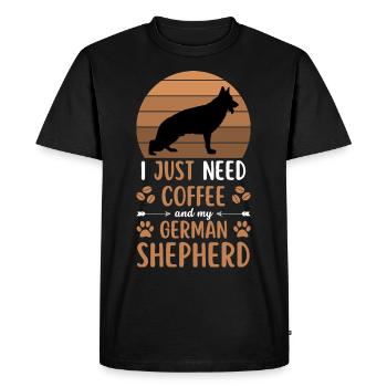 German Shepherd Coffee Retro - Men's Premium Organic T-Shirt - black - Front - Nico (187cm)