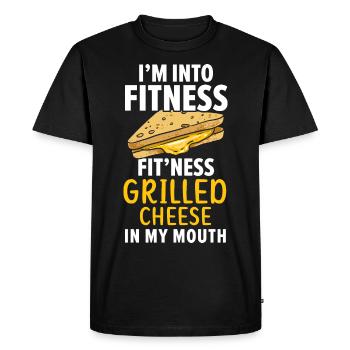 In Fitness Fit’ness Grilled cheese in my mouth - T-shirt Premium bio Homme - noir - Devant - Nico (187cm)