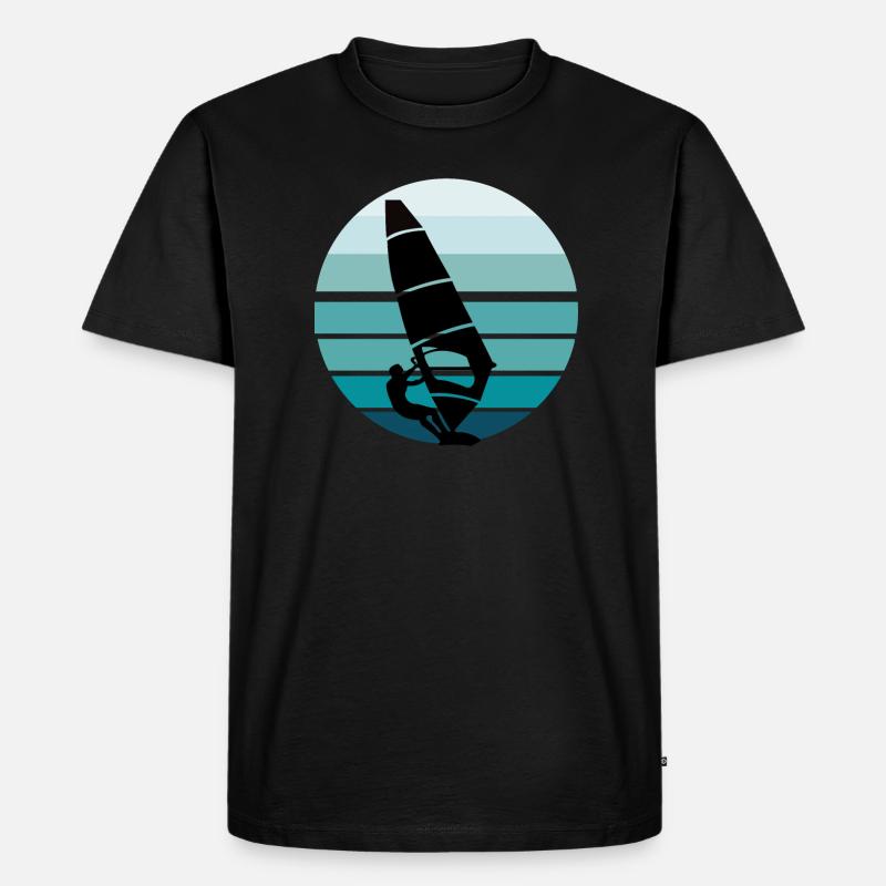 Surfer Windsurfer Blauer Hintergrund - Männer Premium Bio T-Shirt - Schwarz