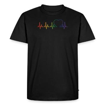 Fierté gaie Égalité des battements de cœur Vêtements d'amour arc-en-ciel - T-shirt Premium bio Homme - noir - Devant - Nico (187cm)