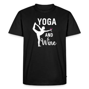 Le yoga et le vin : des vêtements amusants - T-shirt Premium bio Homme - noir - Devant - Nico (187cm)