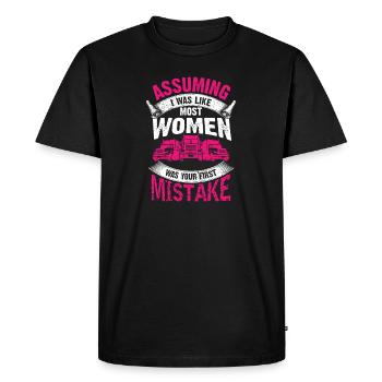 Vêtements de fille de conducteur de camion de femme - T-shirt Premium bio Homme - noir - Devant - Nico (187cm)