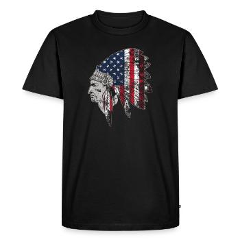 Native American USA Flag Indian Apparel Gift - Men's Premium Organic T-Shirt - black - Front - Nico (187cm)