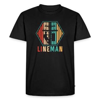 Retro Lineman Electric Cable - Men's Premium Organic T-Shirt - black - Front - Nico (187cm)