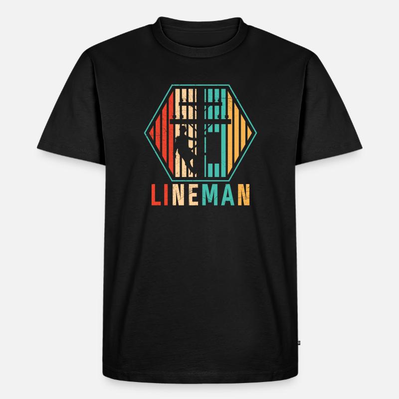 Câble électrique Retro Lineman - T-shirt Premium bio Homme - noir