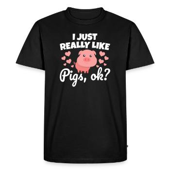 Cochons drôles mignons - T-shirt Premium bio Homme - noir - Devant - Nico (187cm)