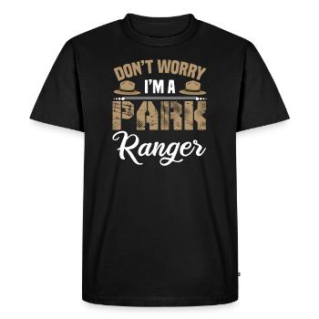 Funny Park Ranger - Men's Premium Organic T-Shirt - black - Front - Nico (187cm)
