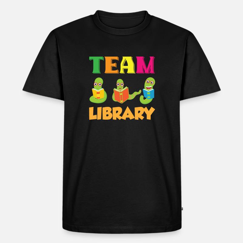 Team Library Cute Librarian School - Männer Premium Bio T-Shirt - Schwarz