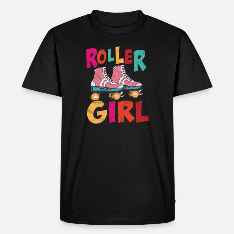 Rollschuh-Mädchen - Männer Premium Bio T-Shirt - Schwarz