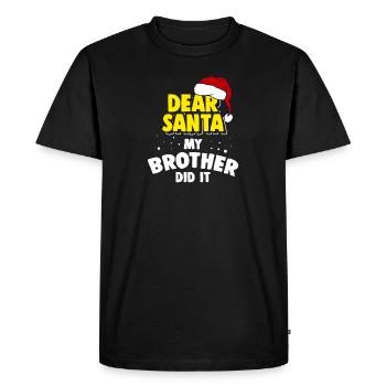 Drôle de frère de Noël l’a fait frère Pun Noël - T-shirt Premium bio Homme - noir - Devant - Nico (187cm)