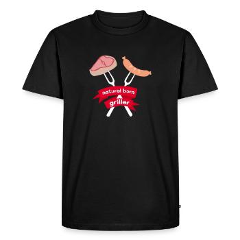 Natural Born Griller BBQ Barbecue Gift - Men's Premium Organic T-Shirt - black - Front - Nico (187cm)