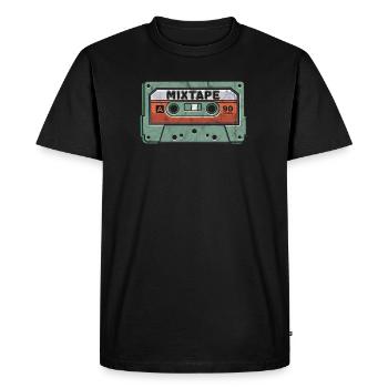 90s Mixtape Cassette Nostalgic 1990's Retro - Men's Premium Organic T-Shirt - black - Front - Nico (187cm)