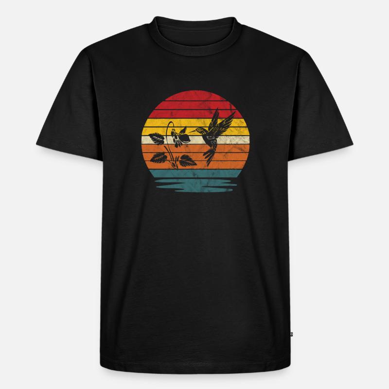 Retro Kolibri - Männer Premium Bio T-Shirt - Schwarz