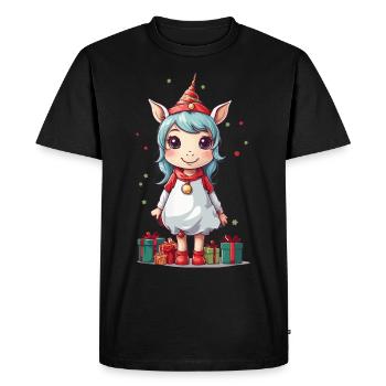Sort de poney de Noël avec des lutins Licorne - T-shirt Premium bio Homme - noir - Devant - Nico (187cm)