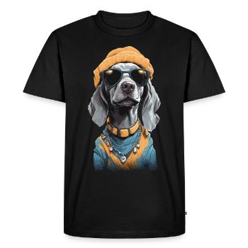 Braque de Weimar Hipster Chien Streetwear Design - T-shirt Premium bio Homme - noir - Devant - Nico (187cm)