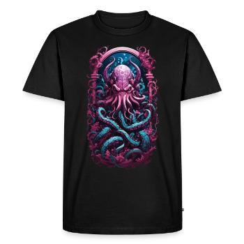 Sombre Kraken Goth Pastel Streetwear - T-shirt Premium bio Homme - noir - Devant - Nico (187cm)