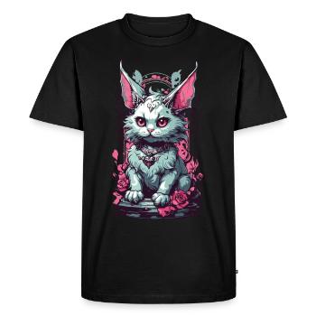 Gothique Pastel Chat Esthétique Streetwear - T-shirt Premium bio Homme - noir - Devant - Nico (187cm)