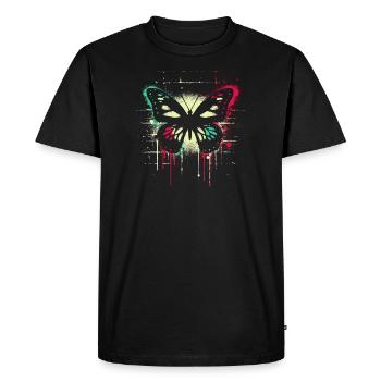 Papillon aux couleurs néon - lumineux et envoûtant - T-shirt Premium bio Homme - noir - Devant - Nico (187cm)
