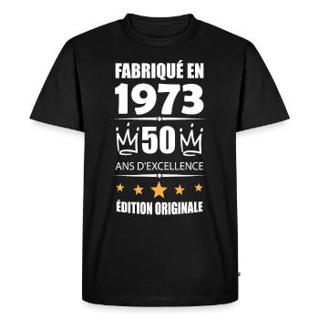 Vintage 1973 50Ans Anniversaire Cadeau Homme Femme - T-shirt Premium bio Homme - noir - Devant - Nico (187cm)