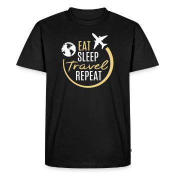 Eat Sleep Travel Repeat Travel Plane Fly - Men's Premium Organic T-Shirt - black - Front - Nico (187cm)