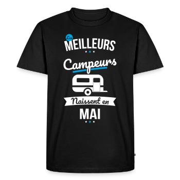 Les meilleurs campeurs naissent en Mai - T-shirt Premium bio Homme - noir - Devant - Nico (187cm)