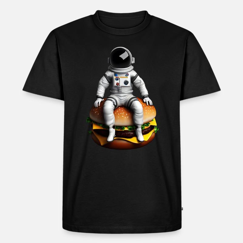 Space Astronaut Cheeseburger - Men's Premium Organic T-Shirt - black