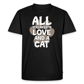 Tout ce dont vous avez besoin, c’est d’amour et d’un chat - T-shirt Premium bio Homme - noir - Devant - Nico (187cm)