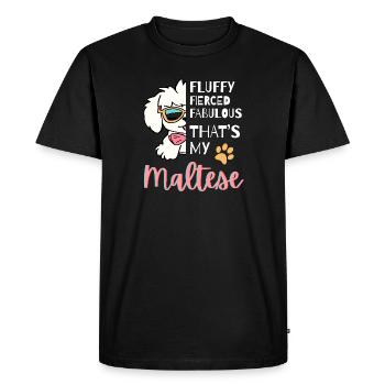 Proud Maltese Owner Design – Chien mignon et impertinent - T-shirt Premium bio Homme - noir - Devant - Nico (187cm)