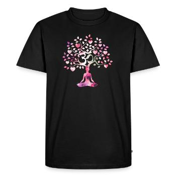 Yoga Meditation Zen Om Tree - Men's Premium Organic T-Shirt - black - Front - Nico (187cm)