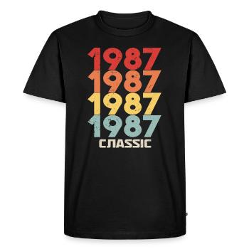 1987 Anniversary in classic vintage style 1987 - Men's Premium Organic T-Shirt - black - Front - Nico (187cm)