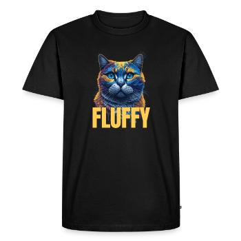 Splash Art British Cat Expression - Men's Premium Organic T-Shirt - black - Front - Nico (187cm)