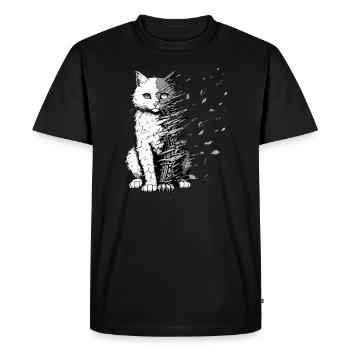 A sad, crumbling cat. Animated animal. - Men's Premium Organic T-Shirt - black - Front - Nico (187cm)