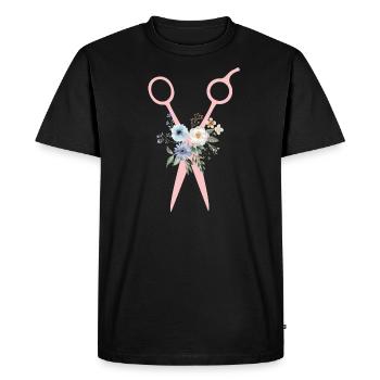 Scissors Flowers - Men's Premium Organic T-Shirt - black - Front - Nico (187cm)
