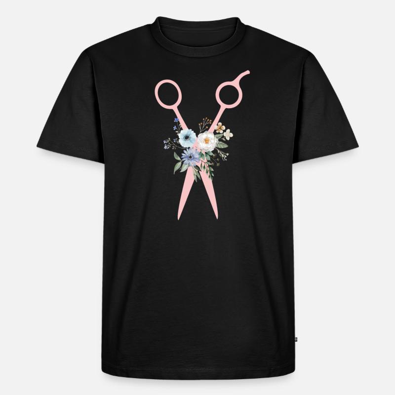 Scherenblumen - Männer Premium Bio T-Shirt - Schwarz