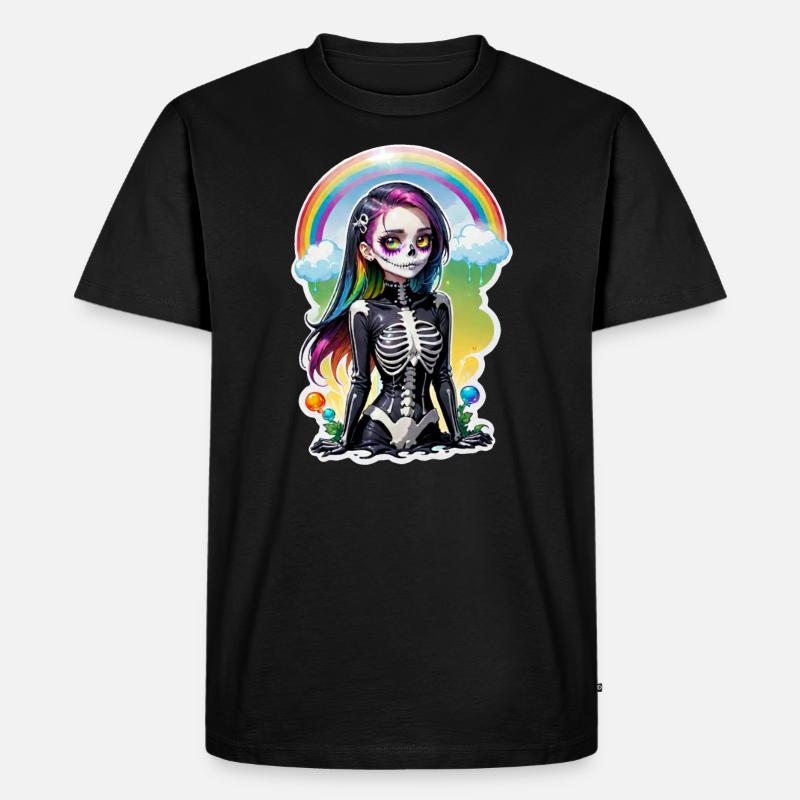 Halloween - Rock & Regenbogen - Männer Premium Bio T-Shirt - Schwarz
