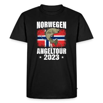 Norwegen Angeltour 2023 - Männer Premium Bio T-Shirt - Schwarz - Vorne - Nico (187cm)