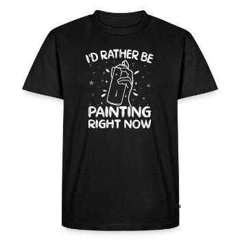 Funny Art Painter I'd Rather Be Painting Drawing - Men's Premium Organic T-Shirt - black - Front - Nico (187cm)