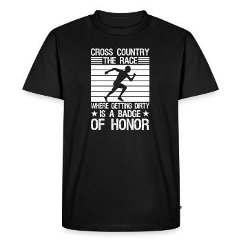 Coureur de fond et entraîneur de cross-country - Croix unique - T-shirt Premium bio Homme - noir - Devant - Nico (187cm)