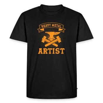 Idée cadeau d’artiste Heavy Metal Forgeron - T-shirt Premium bio Homme - noir - Devant - Nico (187cm)